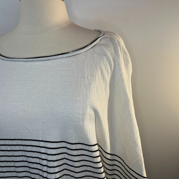 Max Studio Women's Black White Striped Cap Sleeve Top - Size 3X - NWT $98 - Picture 3 of 4